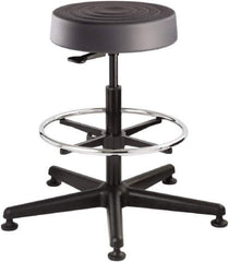 Bevco - 14 Inch Wide x 14-1/2 Inch Deep x 28-1/4 Inch High, Reinforced Black Nylon Base, Adjustable Height Swivel Stool - Polyurethane Seat, Graphite - All Tool & Supply