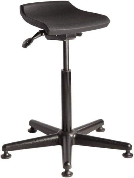 Bevco - 14 Inch Wide x 14 Inch Deep x 32 Inch High, Reinforced Black Nylon Base, Adjustable Height Swivel Stool - Polyurethane Seat, Black - All Tool & Supply