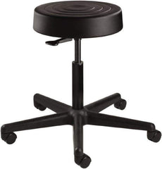 Bevco - 14 Inch Wide x 14-1/2 Inch Deep x 22-1/2 Inch High, Reinforced Black Nylon Base, Adjustable Height Swivel Stool - Polyurethane Seat, Black - All Tool & Supply