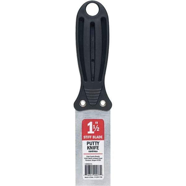 Purdy - 1-1/2" Wide Chisel Edge Blade Stainless Steel Putty Knife - Stiff, Straight Plastic Handle, 6" OAL - All Tool & Supply