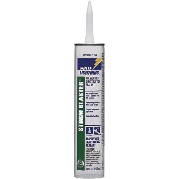 White Lightning - 10 oz Tube Clear Tetrachloroethylene Caulk - -40 to 180°F Operating Temp, 120 min Tack Free Dry Time, 96 hr Full Cure Time - All Tool & Supply