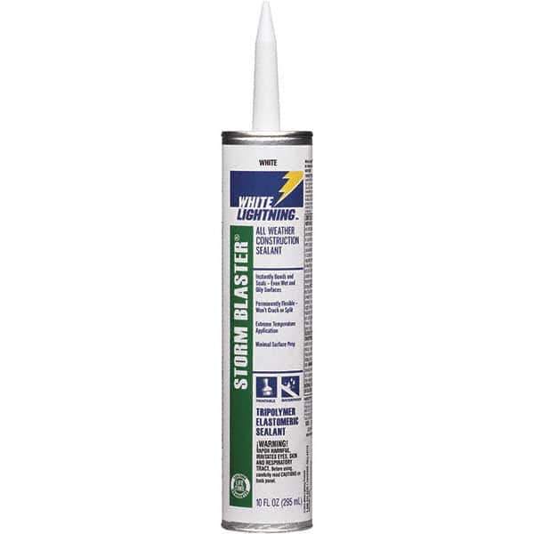 White Lightning - 10 oz Tube White Tetrachloroethylene Caulk - -40 to 180°F Operating Temp, 120 min Tack Free Dry Time, 96 hr Full Cure Time - All Tool & Supply