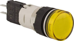 Schneider Electric - 48-120 VAC/VDC Yellow Lens LED Pilot Light - Round Lens, Quick Connect Connector, 18mm Wide, Vibration Resistant - All Tool & Supply