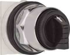 Schneider Electric - 1.18 Inch Mount Hole, 3 Position, Knob and Pushbutton Operated, Selector Switch Only - Black, Momentary (MO), without Contact Blocks, Weatherproof and Dust and Oil Resistant - All Tool & Supply