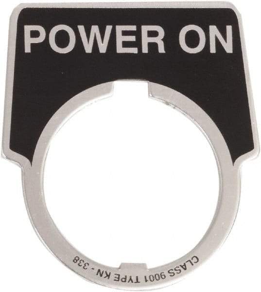 Schneider Electric - Aluminum Legend Plate - Power On - Black Background, 30mm Hole Diameter, 1-3/4 Inch Wide - All Tool & Supply