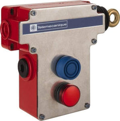 Telemecanique Sensors - 10 Amp, 2NO/2NC Configuration, Rope Operated Limit Switch - Pushbutton Reset, Rope Pull, Pilot Light Indicator, 300 VAC - All Tool & Supply