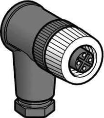 Telemecanique Sensors - 3 Amp, M12 4 Pin Elbowed Female Field Attachable Connector Sensor and Receptacle - 125 VAC, 150 VDC, IP67 Ingress Rating - All Tool & Supply