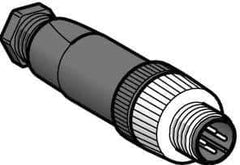 Telemecanique Sensors - 3 Amp, M12 4 Pin Male Straight Field Attachable Connector Sensor and Receptacle - 125 VAC, 150 VDC, IP67 Ingress Rating - All Tool & Supply