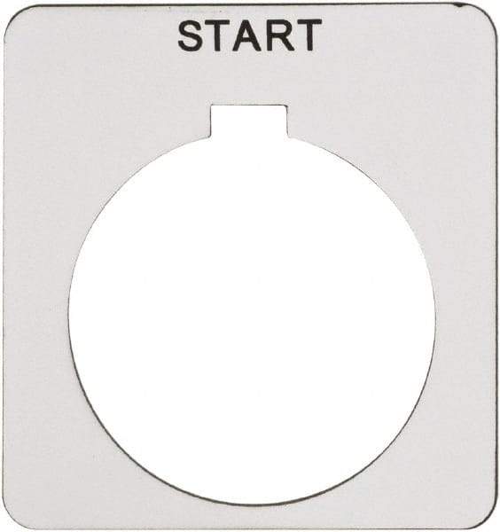 Schneider Electric - Square, Plastic Legend Plate - Start - White Background, Black Letters, 1.2 Inch Hole Diameter, 1-3/4 Inch Square - All Tool & Supply