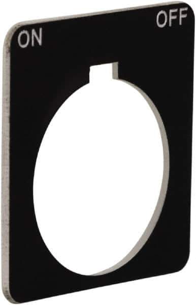 Schneider Electric - Square, Plastic Legend Plate - On-Off - Black Background, White Letters, 1.2 Inch Hole Diameter, 1-3/4 Inch Square - All Tool & Supply