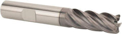 SGS - 12mm Diam, Variable Pitch, 26mm LOC, 5 Flute Solid Carbide 0.5mm Corner Radius Roughing End Mill - AlTiN Finish, 83mm OAL, 12mm Shank Diam, Single End, 37° Helix - All Tool & Supply