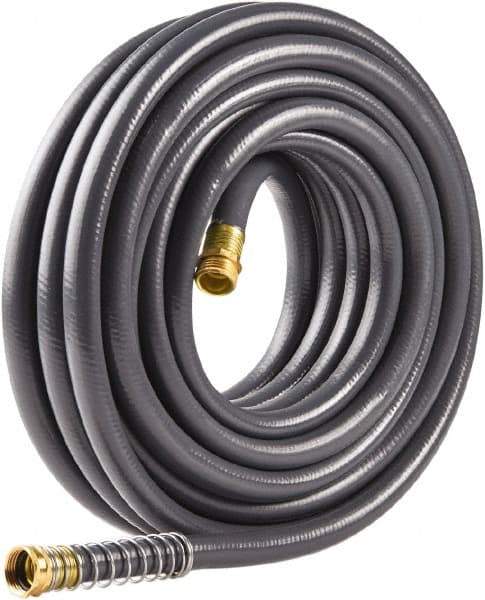 Fiskars - 100' Long Commercial Hose - 5/8" Diam, 3/4" GHT, Rubber/Vinyl, 500 psi, All Season, Gray - All Tool & Supply