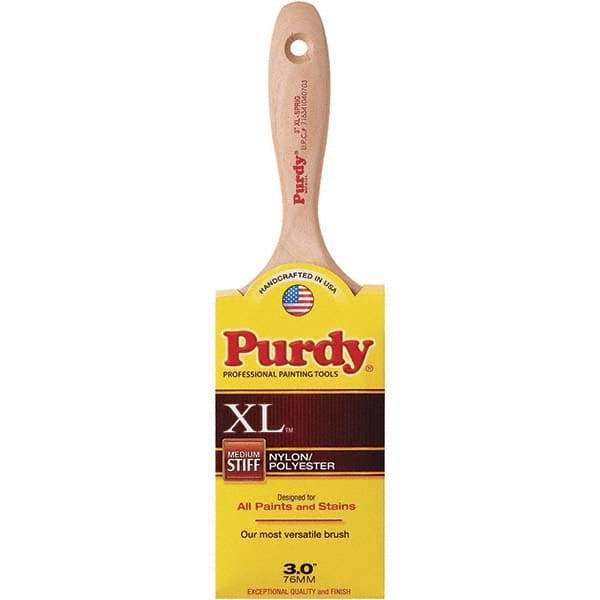 Purdy - 3" Flat Synthetic Trim Brush - 3-3/16" Bristle Length, 3" Wood Beavertail Handle - All Tool & Supply