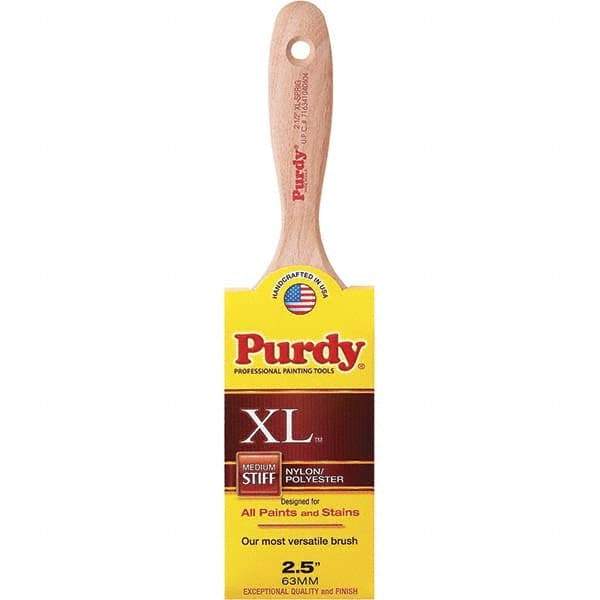 Purdy - 2-1/2" Flat Synthetic Trim Brush - 2-15/16" Bristle Length, 3-3/16" Wood Beavertail Handle - All Tool & Supply