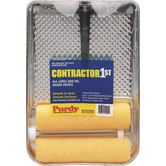 Purdy - 18" Long, 3/8" Nap, Mini Roller Kit - 9" Wide, Metal Frame, Includes Paint Tray, Roller Cover & Frame - All Tool & Supply