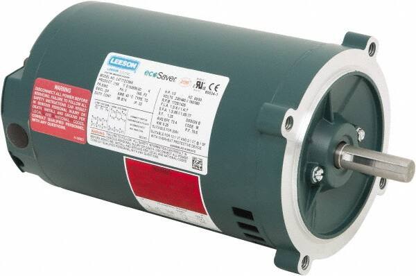 Leeson - 1/3 Max hp, 1,800 Max RPM, Premium Efficient Electric AC DC Motor - 230/460 V Input, Three Phase, S56C Frame, C-Face Mount, ODP Enclosure - All Tool & Supply