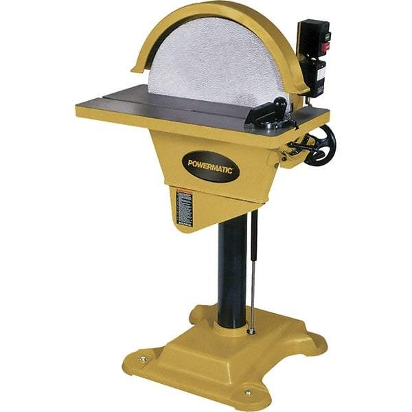 Jet - 20" Diam, 1,720 RPM, Single Phase Disc Sanding Machines - 10-1/2" Long Table x 27-1/2" Table Width, - All Tool & Supply