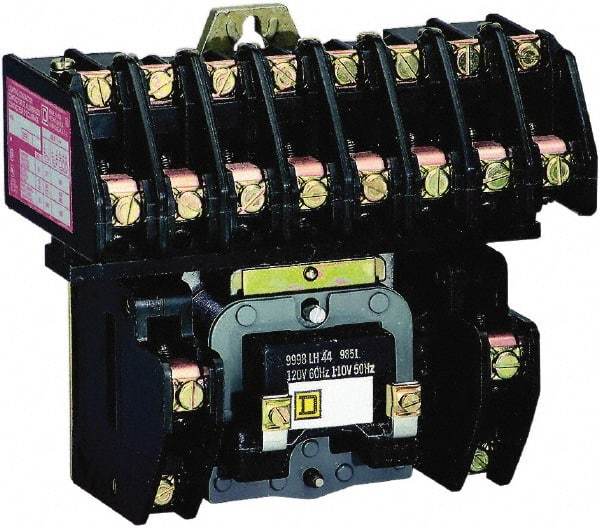 Square D - No Enclosure, 10 Pole, Electrically Held Lighting Contactor - 20 A (Tungsten), 30 A (Fluorescent), 220 VAC at 50 Hz, 240 VAC at 60 Hz, 10NO Contact Configuration - All Tool & Supply