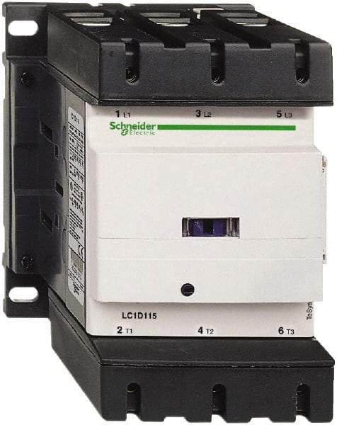 Schneider Electric - 3 Pole, 110 Coil VAC at 50/60 Hz, 115 Amp at 440 VAC, Nonreversible IEC Contactor - Bureau Veritas, CCC, CSA, CSA C22.2 No. 14, DNV, EN/IEC 60947-4-1, EN/IEC 60947-5-1, GL, GOST, LROS, RINA, RoHS Compliant, UL 508, UL Listed - All Tool & Supply