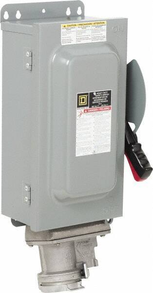 Square D - 60 Amp, 600 VAC, 3 Pole Fused Safety Switch - NEMA 12 & 3R, 50 hp at 600 VAC (Triple Phase) - All Tool & Supply