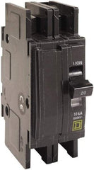 Square D - 15 Amp, 120/240 VAC, 2 Pole, DIN Rail Mounted, Flush Mount, Surface Mount Miniature Circuit Breaker - Thermal Magnetic Trip, 10 kA at 120/240 VAC Breaking Capacity, 14-2 (Aluminum), 14-2 (Copper) AWG, 74mm Deep x 103mm High x 19mm Wide - All Tool & Supply