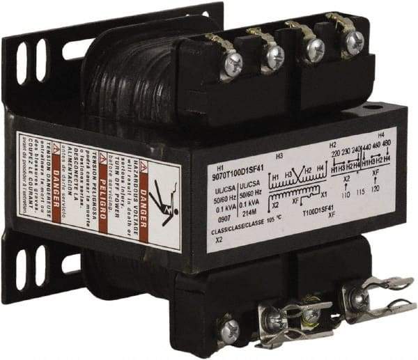 Square D - 100 VA, Top Mount Fuse Block Control Transformer - 50/60 Hz, 3.34 Inch Deep x 2.89 Inch High - All Tool & Supply