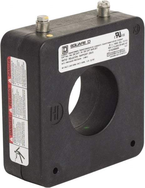 Square D - 200 Amp AC Input, 5 Amp AC Output, Panel Meter Donut Current Transformer - Screw Terminal - All Tool & Supply