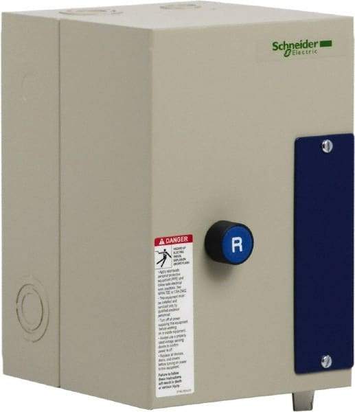 Schneider Electric - 3 Pole, 25 Amp, 240 Coil VAC, 50/60 Hz, Nonreversible Enclosed IEC Motor Starter - 1 Phase Hp: 2 at 115 Volt, 3 at 230 Volt, 3 Phase Hp: 15 at 460 Volt, 20 at 575 Volt, 5 at 200 Volt, 7.5 at 230 Volt - All Tool & Supply