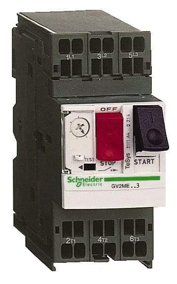 Schneider Electric - 2.50 Amp, 690 VAC at 50/60 Hz, 3 Pole, Bolt On, Clip Motor Circuit Breaker - Thermal Magnetic Trip, Multiple Breaking Capacity Ratings, 78mm Deep x 101mm High x 45mm Wide - All Tool & Supply