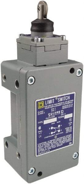 Square D - DPDT, 2NC/2NO, 600 Volt Screw Terminal, Roller Plunger Actuator, General Purpose Limit Switch - 1, 2, 4, 6, 12, 13, 6P NEMA Rating, IP67 IPR Rating - All Tool & Supply