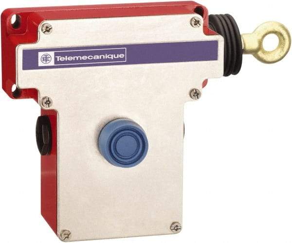 Telemecanique Sensors - 10 Amp, 2NO/2NC Configuration, Rope Operated Limit Switch - Pushbutton Reset, Rope Pull, No Pilot Light, 300 VAC - All Tool & Supply