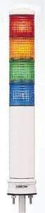 Schneider Electric - Blue, Green, Orange & Red LED Flashing & Steady Stackable Tower Light with Buzzer - 70 to 85 dB, Base Mount, IP54, 24V, 14 to 122°F - All Tool & Supply