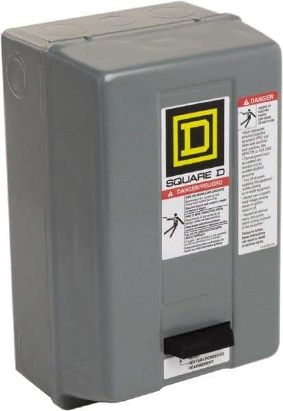 Square D - 110 Coil VAC at 50 Hz, 120 Coil VAC at 60 Hz, 27 Amp, NEMA Size 1, Nonreversible Enclosed Enclosure NEMA Motor Starter - 10 hp at 1 Phase, 1 Enclosure Rating - All Tool & Supply