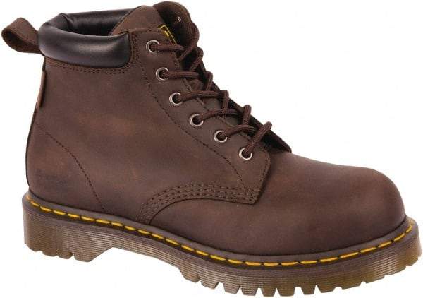 Dr. Martens - Unisex Size 7 Medium Width Steel Work Boot - Brown, Leather Upper, PVC Outsole, 6-1/2" High, Hot Weather, Non-Slip, Electrostatic Dissipative (ESD), Puncture Resistant - All Tool & Supply