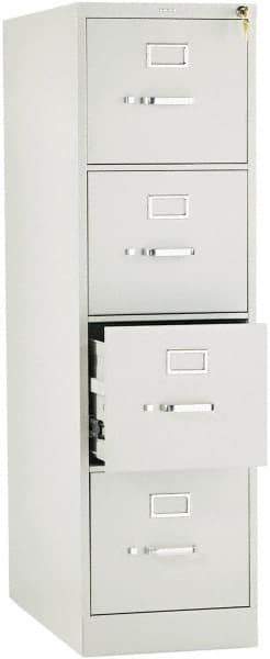 Hon - 15" Wide x 52" High x 26-1/2" Deep, 4 Drawer Vertical File with Lock - Steel, Light Gray - All Tool & Supply