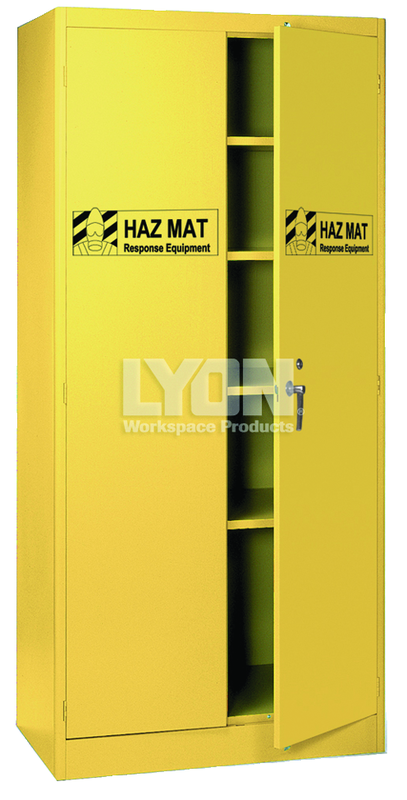 HazMat Cabinet - #5460HM - 36 x 24 x 78" - Setup with 4 shelves - Yellow only - All Tool & Supply