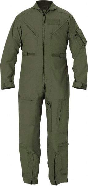 PROPPER - Size 44 Short, Green, Two Way Zipper, Flame Resistant/Retardant Flight Suit - 44" Chest, Nomex, 6 Pockets, Sewn to Mil Spec FNS/PD 96-17 (MIL-C-83141A), Adjustable Waist Belt with Hook and Loop Closure, Bi-Swing Back - All Tool & Supply