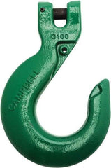 Campbell - 1/2" Chain Diam, 100 Chain Grade Clevis Hook - 15,000 Lb Capacity, 39/64" ID, 39/64" Pin Diam, 1-11/16" Hook Throat - All Tool & Supply