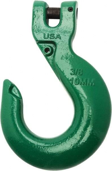 Campbell - 3/8" Chain Diam, 100 Chain Grade Clevis Hook - 8,800 Lb Capacity, 1/2" ID, 1/2" Pin Diam, 1-15/32" Hook Throat - All Tool & Supply