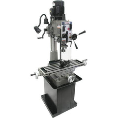 Jet - 1 Phase, 20-1/2" Swing, Geared Head Mill Drill Combination - 32-1/4" Table Length x 9-1/2" Table Width, 20-1/2" Longitudinal Travel, 8-1/4" Cross Travel, 6 Spindle Speeds, 1.5 hp, 115/230 Volts - All Tool & Supply