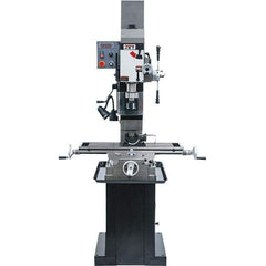 Jet - 3 Phase, 19-11/16" Swing, Geared Head Mill Drill Combination - 32-1/4" Table Length x 9-1/2" Table Width, 20-1/2" Longitudinal Travel, 8-1/4" Cross Travel, Variable Spindle Speeds, 1.5 hp, 230 Volts - All Tool & Supply