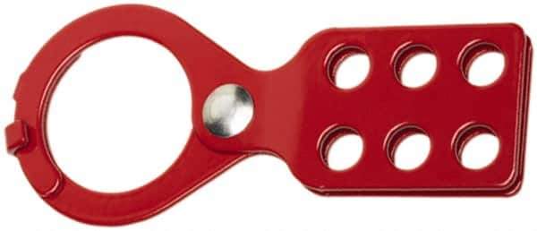 Ability One - Single Jaw, 1-1/2" Jaw Diam, 6 PadLocks, Steel Lockout Hasp - Scissor Action, Red - All Tool & Supply