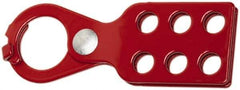 Ability One - Single Jaw, 1" Jaw Diam, 6 PadLocks, Steel Lockout Hasp - Scissor Action, Red - All Tool & Supply