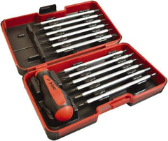 Felo - 13 Piece, 1/4" Drive Screwdriver Bit Set - #1 to #3 Phillips, 3 to 6mm Hex, T6 to T40 Torx, #1, #2 & #3 Pozidriv, 5/32, 7/32 & 1/4" Slotted - All Tool & Supply