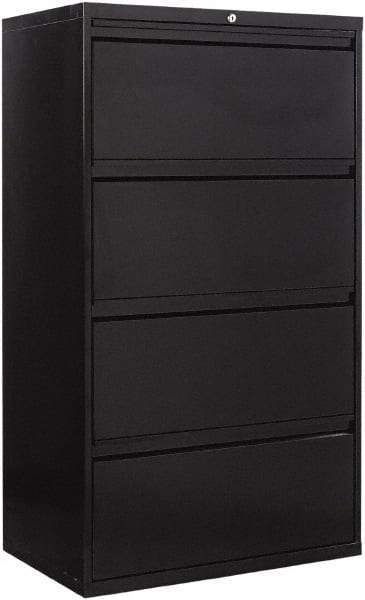 ALERA - 30" Wide x 53-1/4" High x 19-1/4" Deep, 4 Drawer Lateral File - Steel, Black - All Tool & Supply