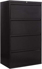 ALERA - 30" Wide x 53-1/4" High x 19-1/4" Deep, 4 Drawer Lateral File - Steel, Black - All Tool & Supply