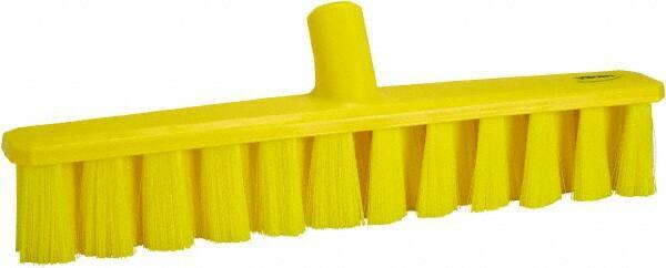 Vikan - 15.25" Fine Particle Polyester Push Broom - 1-7/8" Bristle Length, Plastic Block, European Threaded Handle Connection, Handle Sold Separately - All Tool & Supply