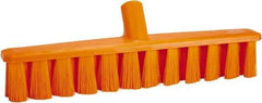 Vikan - 15.25" Fine Particle Polyester Push Broom - 1-7/8" Bristle Length, Plastic Block, European Threaded Handle Connection, Handle Sold Separately - All Tool & Supply