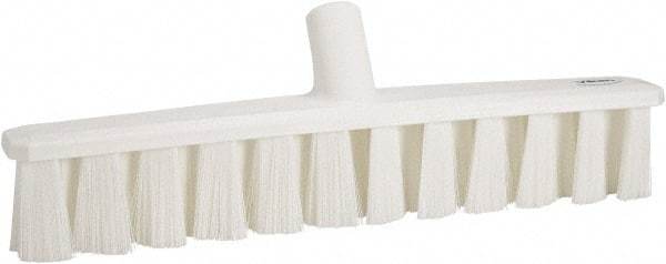 Vikan - 15.25" Fine Particle Polyester Push Broom - 1-7/8" Bristle Length, Plastic Block, European Threaded Handle Connection, Handle Sold Separately - All Tool & Supply