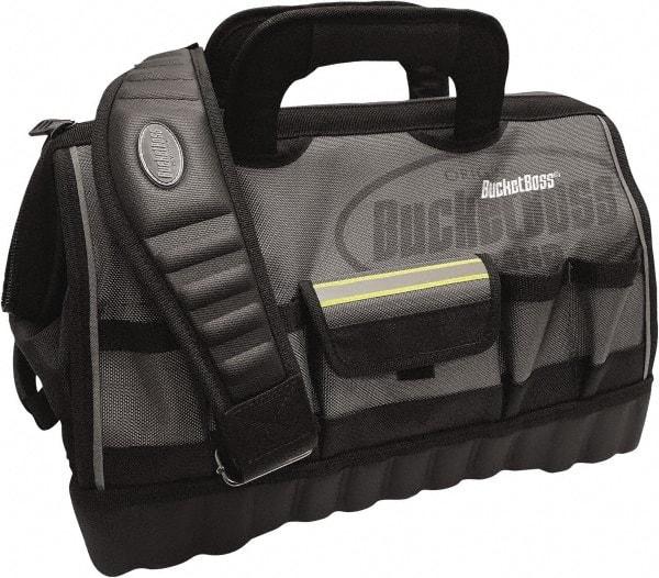 Bucket Boss - 14 Pocket Gray & Black Polyester Tool Bag - 18" Wide x 11" Deep x 13" High - All Tool & Supply